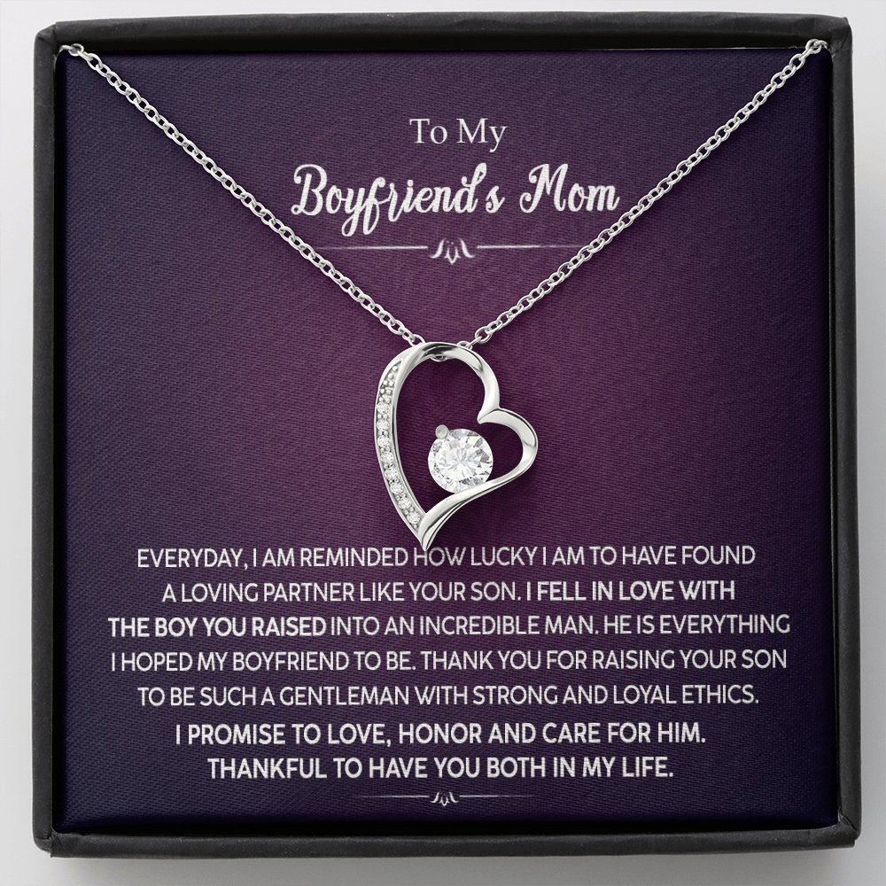 To My Boyfriend's Mom Thankful To Have You Both In My Life Forever Love Necklace |  Boyfriend's Mom Gift from Girlfriend | Mother's Day, Christmas, & Birthday Gift