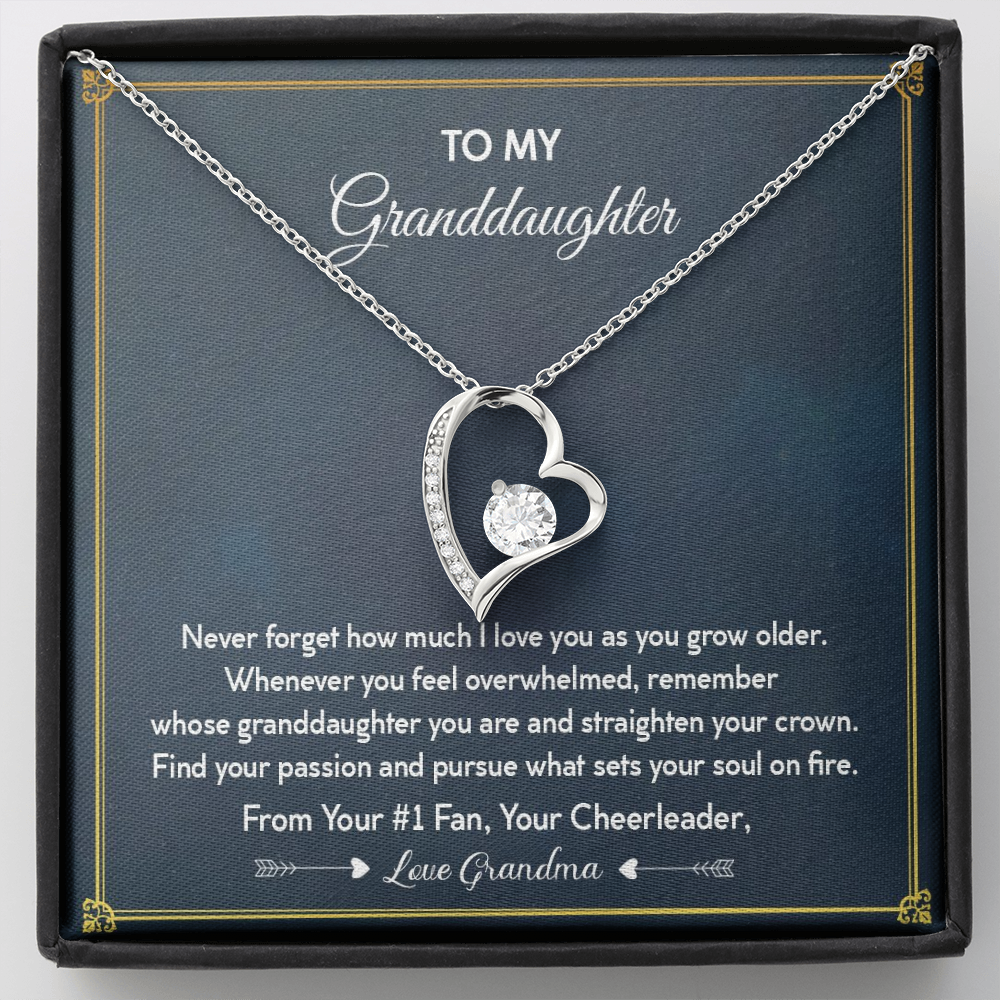 To My Granddaughter Straighten Your Crown Forever Love Necklace | Granddaughter Gift From Grandmother for Birthday, Graduation