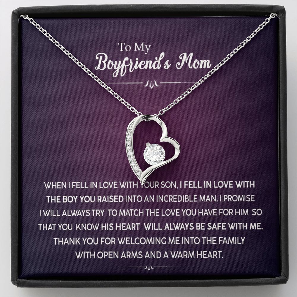 To My Boyfriend's Mom I Fell In Love With The Boy You Raised Forever Love Necklace |  Boyfriend's Mom Gift from Girlfriend | Mother's Day, Christmas, & Birthday GiftTo My Boyfriend's Mom I Fell In Love With The Boy You Raised Forever Love Necklace |  Boyf