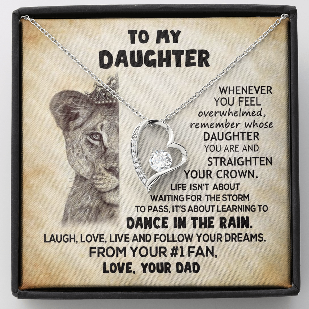 To My Daughter Straighten Your Crown Forever Love Necklace | Gift from Dad, Daughter Birthday , Graduation Gift