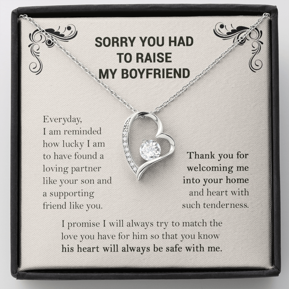 Sorry You Had To Raise My Boyfriend Forever Love Necklace |  Boyfriend's Mom Gift from Girlfriend | Mother's Day, Christmas, & Birthday Gift