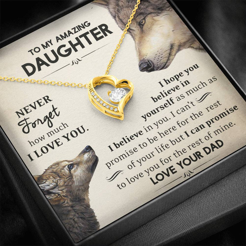 To My Amazing Daughter Never Forget How Much I love You Heart Necklace