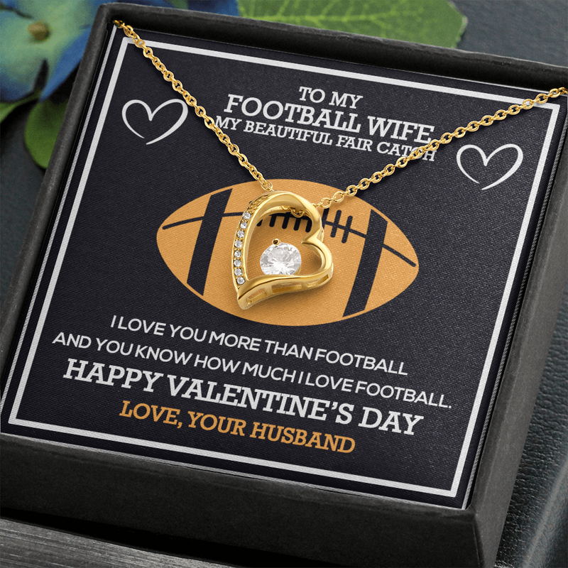 To My Football Wife Happy Valentine's Forever Love Necklace
