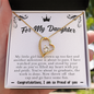 For My Daughter, I Am Proud Of You Graduation Love Necklace | Graduation Gift From Mom, Dad