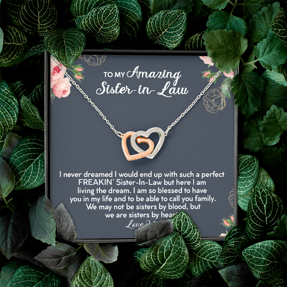 To My Amazing Sister In Law Interlocked Heart Necklace | Sister in Law Gift, Sister in Law Necklace