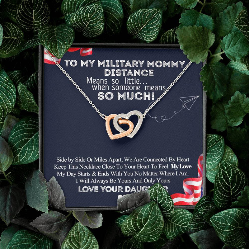 To My Military Mommy, Distance Means So Little Necklace, Military Mom Gift from Daughter