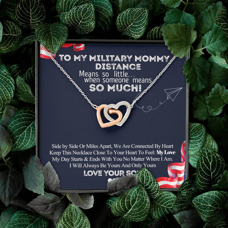 To My Military Mommy, Distance Means So Little Necklace, Military Mom Gift from Son