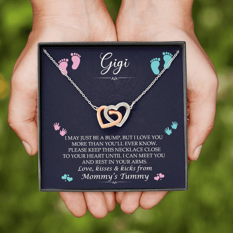 Gigi from Mommy's Tummy Interlocked Heart Necklace | Grandmother Announcement Necklace
