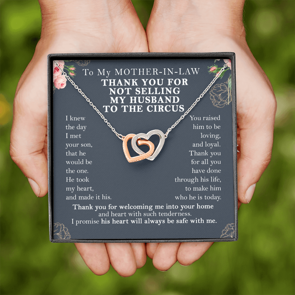 Funny Mother in Law Gift Interlocking Hearts Necklace | Mother in Law Wedding Gift, Mothers Day Gifts for Mother in Law