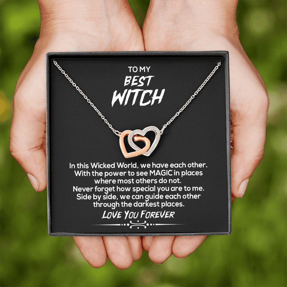 To My Best Witch We Have Each Other Double Heart Necklace | Best Witches Necklace: Gift for Coven Sisters, Celestial Sisters