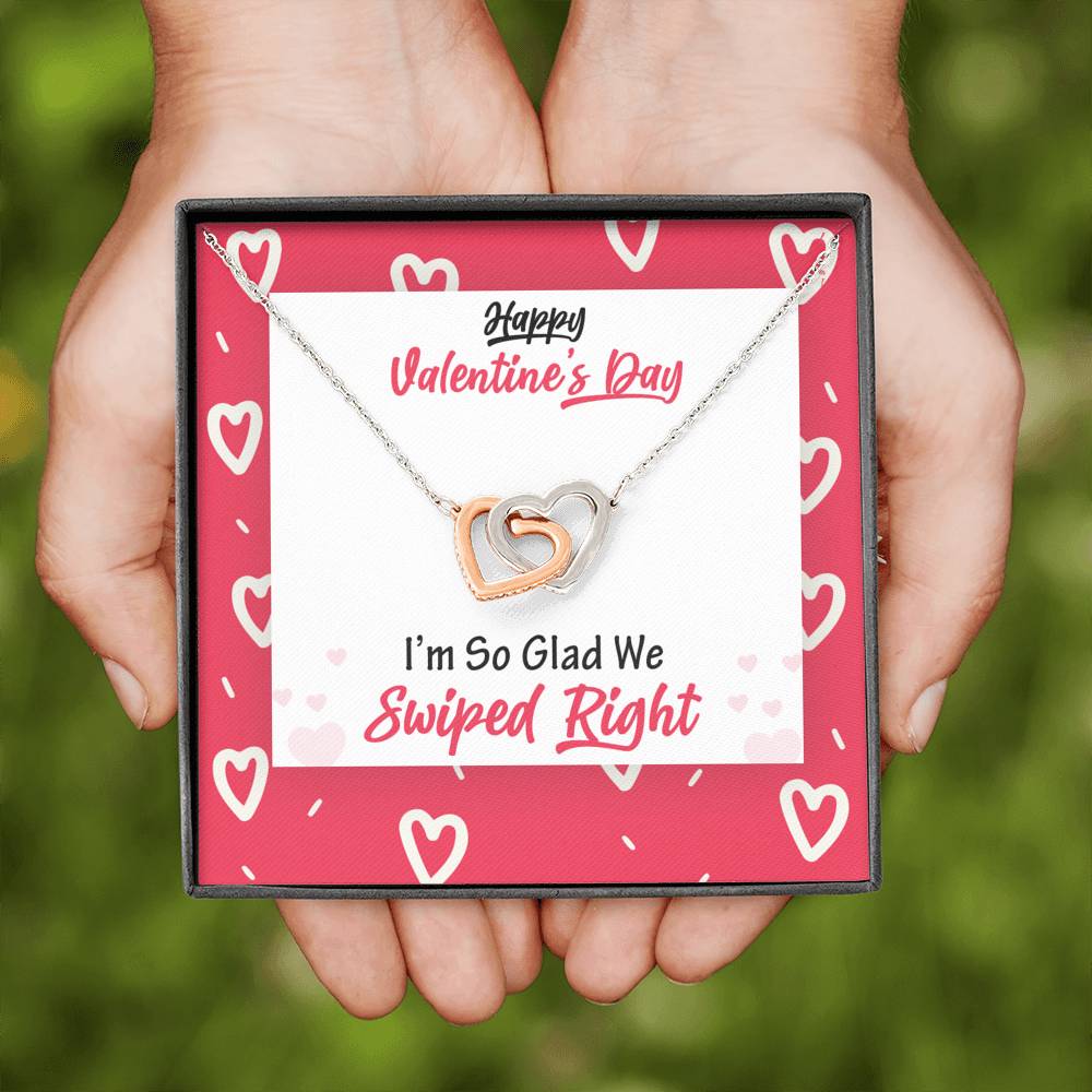 I'M So Glad We Swiped Right Interlocked Heart Necklace | Gift for her Tinder / Bumble Couples