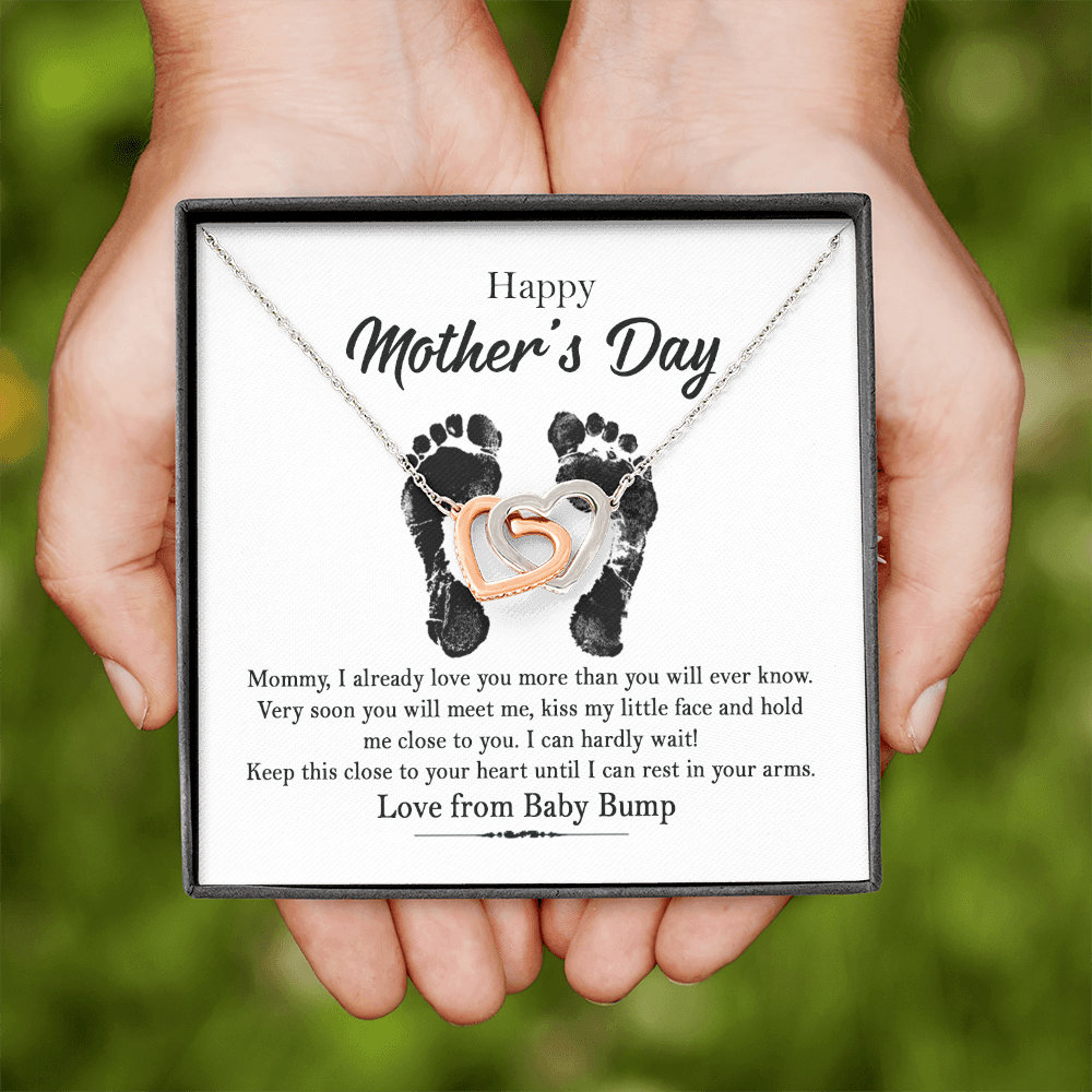 Happy Mother's Day Necklace from Your Baby Bump Interlocking Hearts Necklace | First Mother's Day Gift