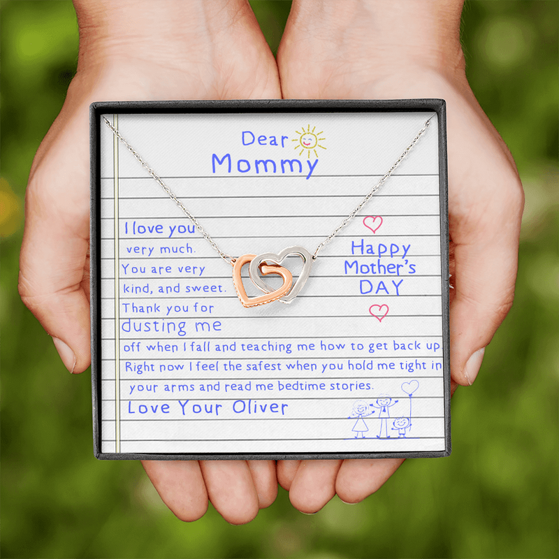 Personalized Gift For Mom Necklace | Dear Mommy Handwriting Necklace from Children | Mother's Day | 1st anniversary gift for wife