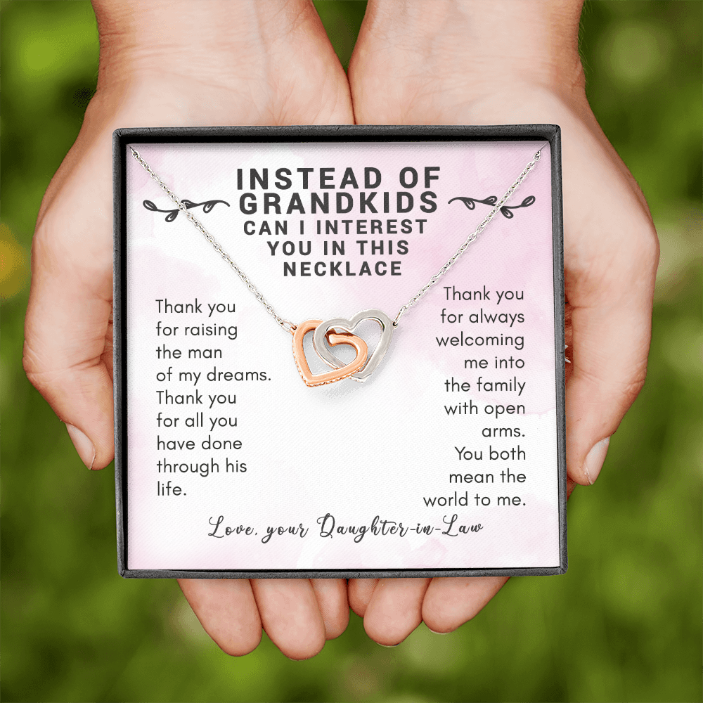 Instead of Grandkids, Funny Gift for Mother-In-Law Double Heart Necklace, Gift for Mother-In-Law Gift, Funny Gift from Daughter-In-Law