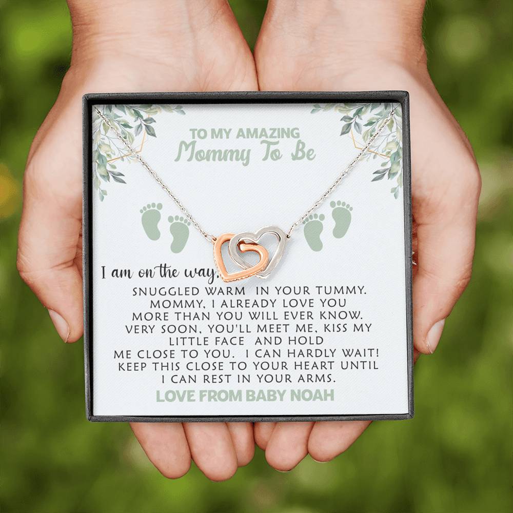 Customized Mommy To Be Love From Baby Bump Heart Necklace