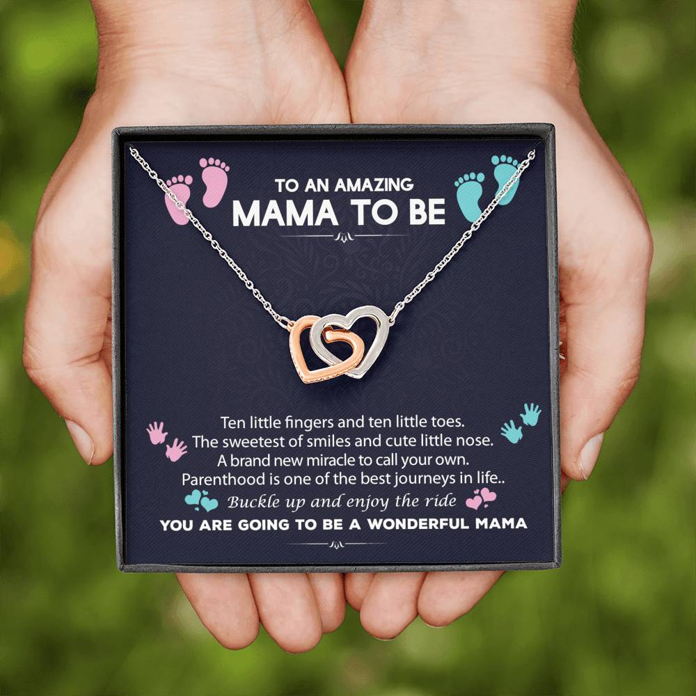 To An Amazing Mama To Be Interlocked Heart Necklace | Baby Shower Gift For New Mom | First Time Mom Gift