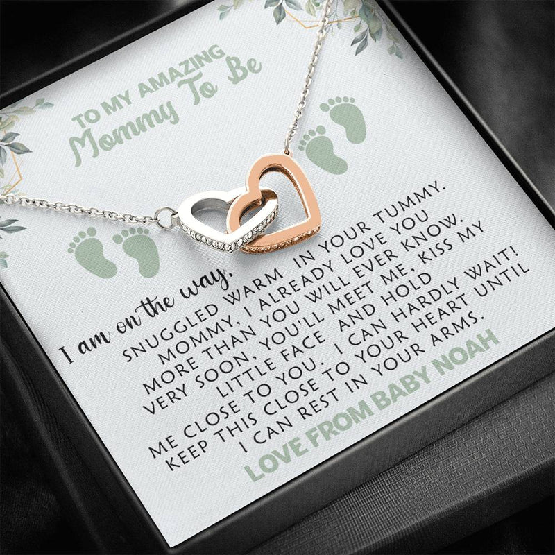 Customized Mommy To Be Love From Baby Bump Heart Necklace