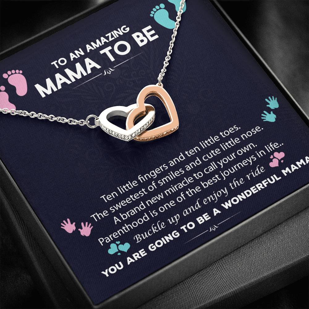 To An Amazing Mama To Be Interlocked Heart Necklace | Baby Shower Gift For New Mom | First Time Mom Gift