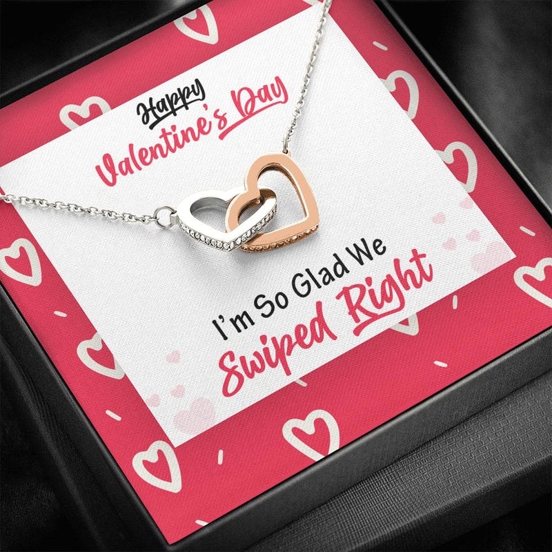 I'M So Glad We Swiped Right Interlocked Heart Necklace | Gift for her Tinder / Bumble Couples