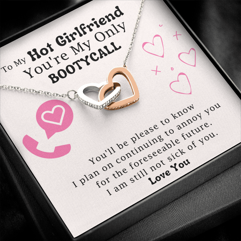 To My Hot Girlfriend You'Re My Only Booty Call Interlocked Heart Necklace | Sarcastic Funny Valentine's Gift For Her