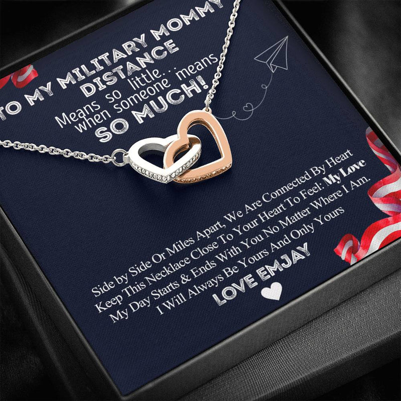 Customized To My Military Mommy, Distance Means So Little Love Necklace, Military Mom Gift