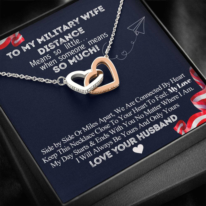 To My Military Wife, Distance Means So Little Love Necklace, Military Wife Gift, Necklace For Military Wife, Military Spouse Gift