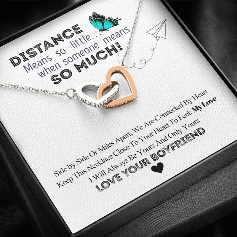 To My Girlfriend Distance Means So Little Heart Necklace | Long Distance Relationship Necklace To Girlfriend