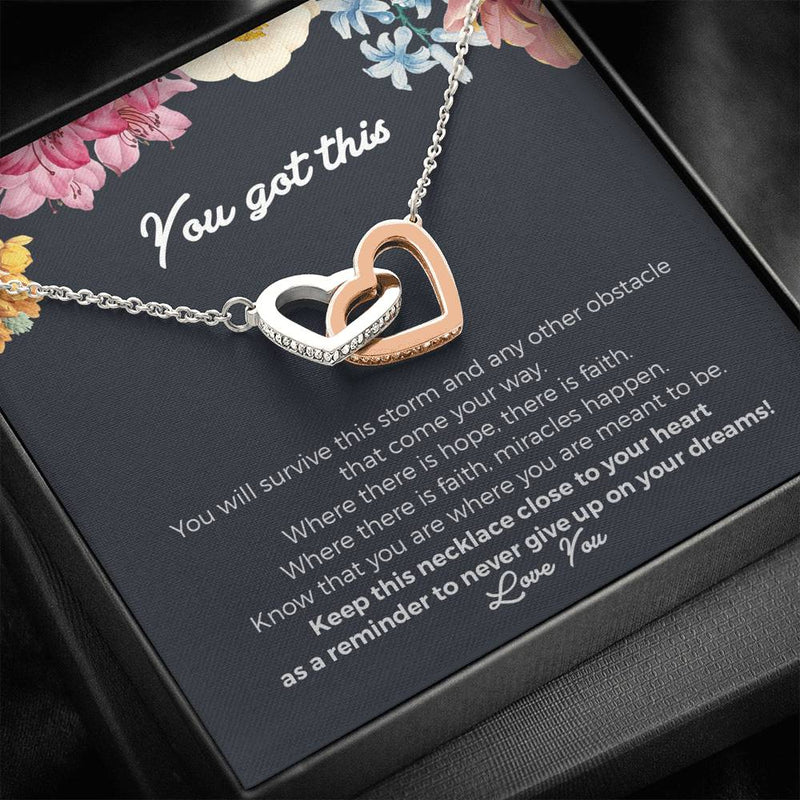 "You Got This" Fertility Gift, IVF gift, Interlocking Heart Necklace