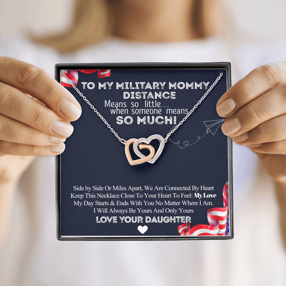 To My Military Mommy, Distance Means So Little Necklace, Military Mom Gift from Daughter