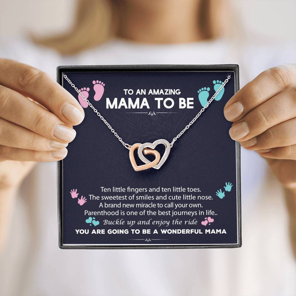 To An Amazing Mama To Be Interlocked Heart Necklace | Baby Shower Gift For New Mom | First Time Mom Gift