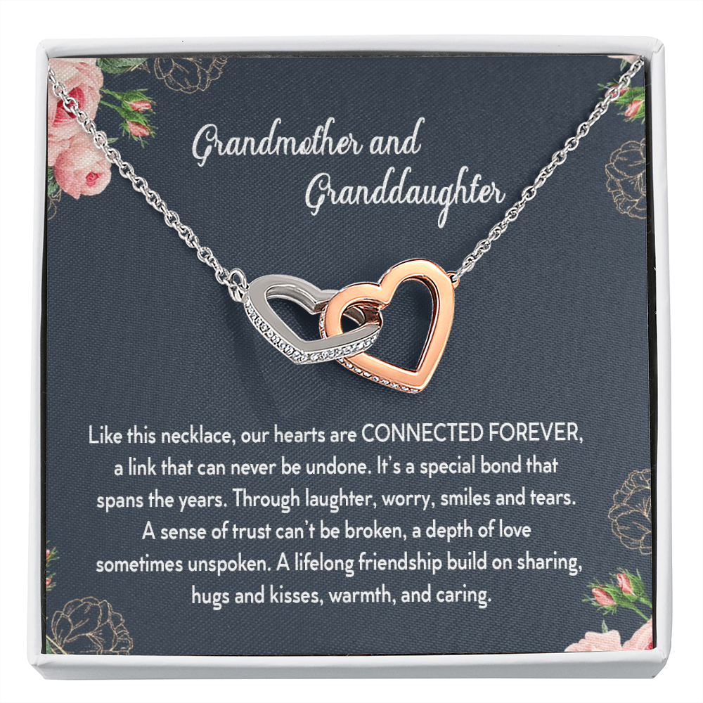Grandmother & Granddaughter Our Hearts Are Connected Forever Interlocked Hearts Necklace |  Gift from Granddaughter | Birthday, Christmas, Wedding Day, & Mother's Day Gift for Grandma/Grandmother