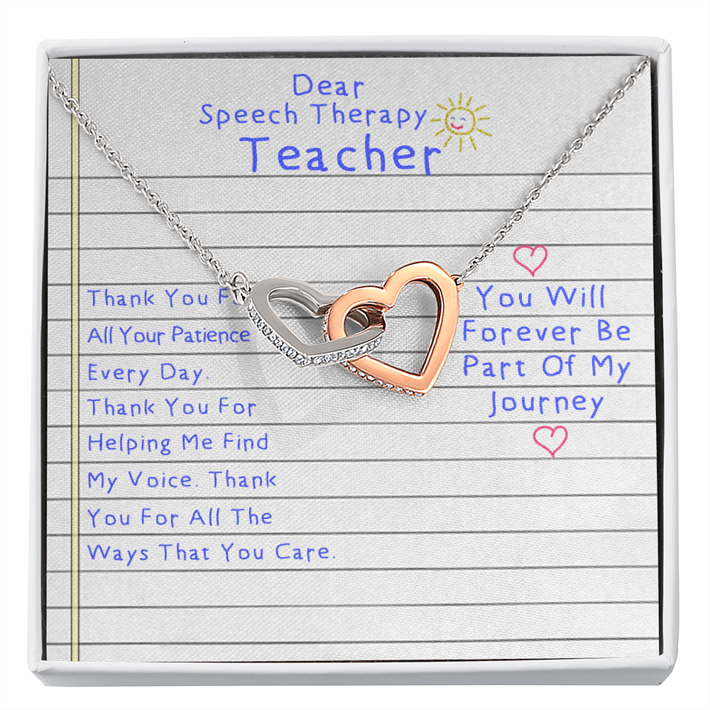 Thank You For Helping Me Find My Voice Interlocking Hearts Necklace | Speech Teacher Gratitude Gift | Gift for Special Education Teacher | Speech Therapist Appreciation Gift
