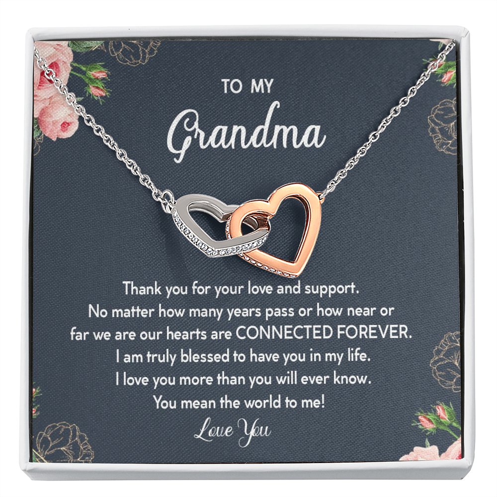 To My Grandma I'm Truly Blessed To Have You In My Life Interlocked Hearts Necklace |  Gift from Granddaughter/Grandson | Birthday, Christmas, & Mother's Day Gift for Grandma/Grandmother