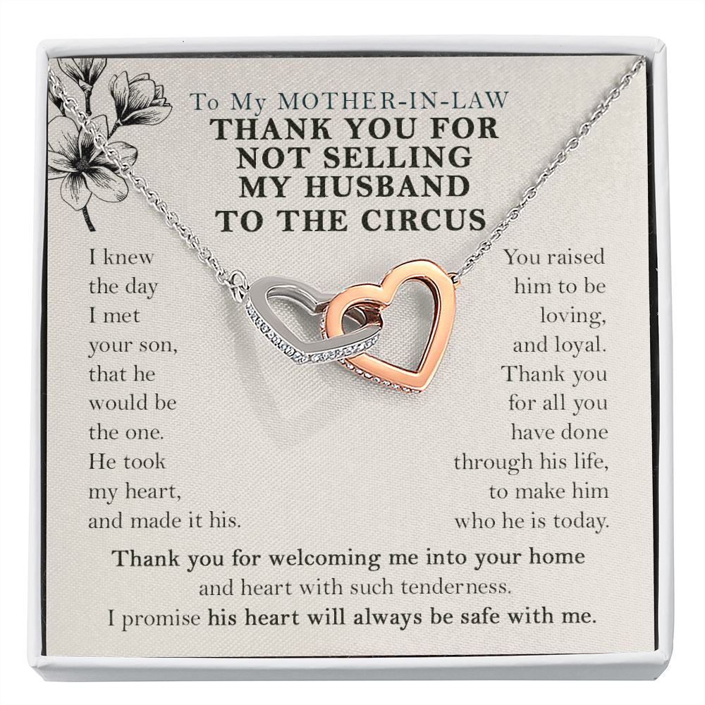 Funny Mother in Law Gift Interlocking Hearts Necklace | Mothers Day Gifts for Mother in Law - Mother in Law Wedding Gift