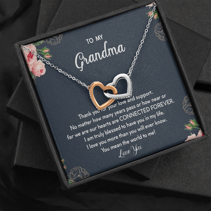 To My Grandma I'm Truly Blessed To Have You In My Life Interlocked Hearts Necklace |  Gift from Granddaughter/Grandson | Birthday, Christmas, & Mother's Day Gift for Grandma/Grandmother