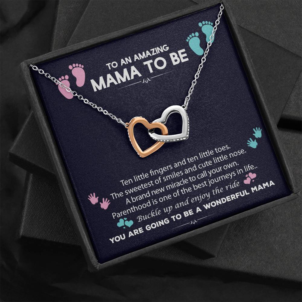 To An Amazing Mama To Be Interlocked Heart Necklace | Baby Shower Gift For New Mom | First Time Mom Gift