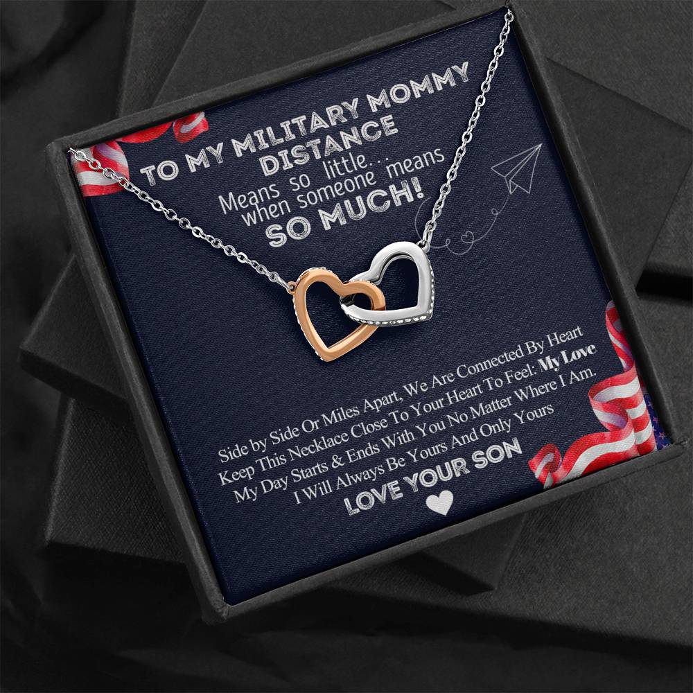 To My Military Mommy, Distance Means So Little Necklace, Military Mom Gift from Son