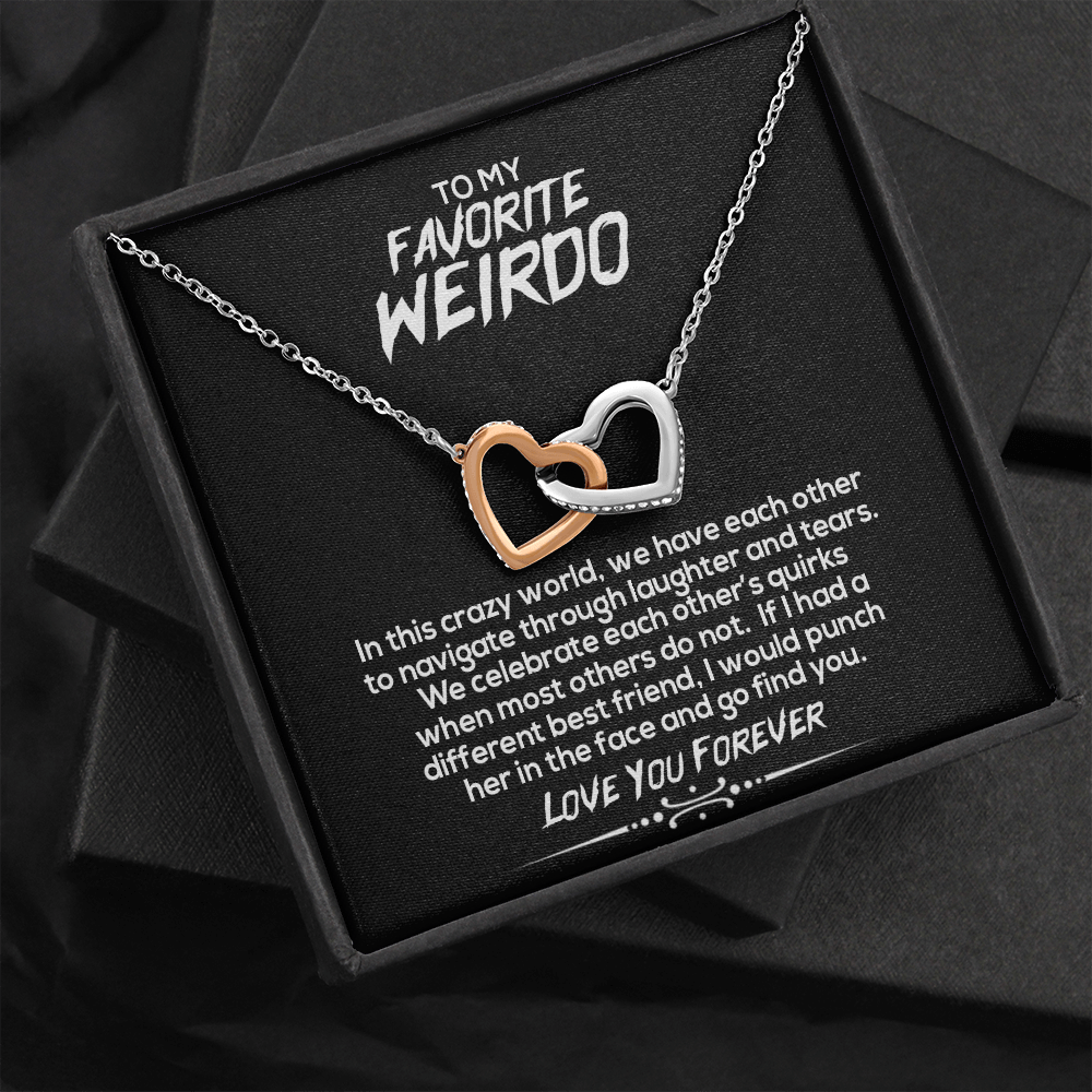 To My Favorite Weirdo Interlocked Heart Necklace | To My Bestie Personalize Gift, Gift for BFF, Custom Long Distance Best Friend Gift