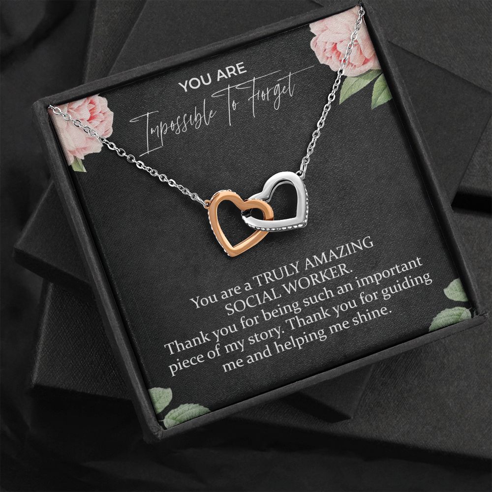 You Are A Truly Amazing Social Worker Interlocking Hearts Necklace | Social Worker Appreciation Gift | Farewell Gift | Amazing Social Worker Gift