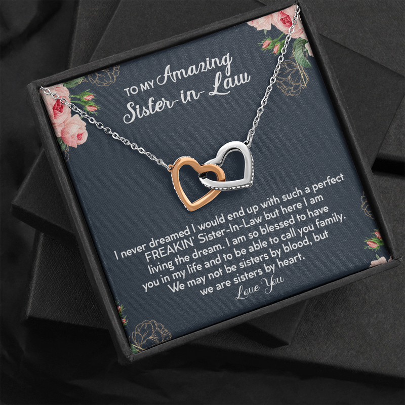 To My Amazing Sister In Law Interlocked Heart Necklace | Sister in Law Gift, Sister in Law Necklace