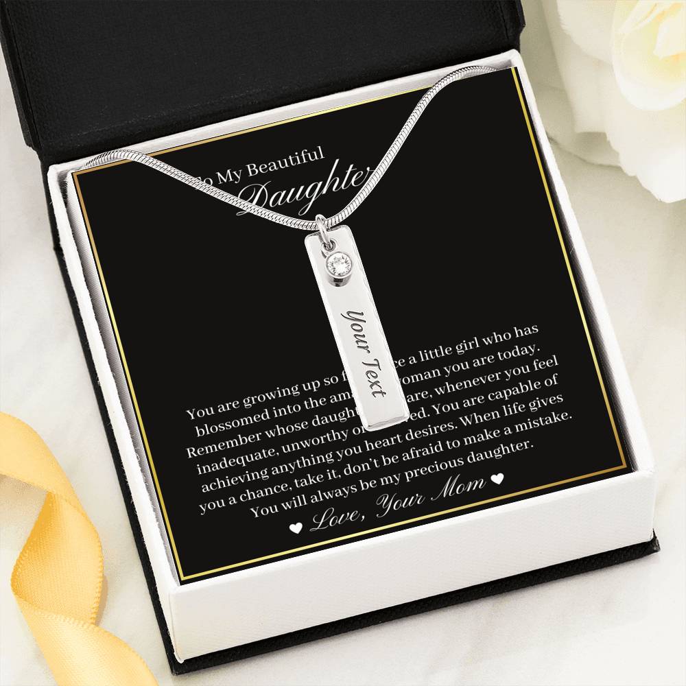 To Beautiful Daughter Personalized Birthstone Name Necklace, Gift from Mother, Birthday Daughter Gift, Graduation Daughter Gift