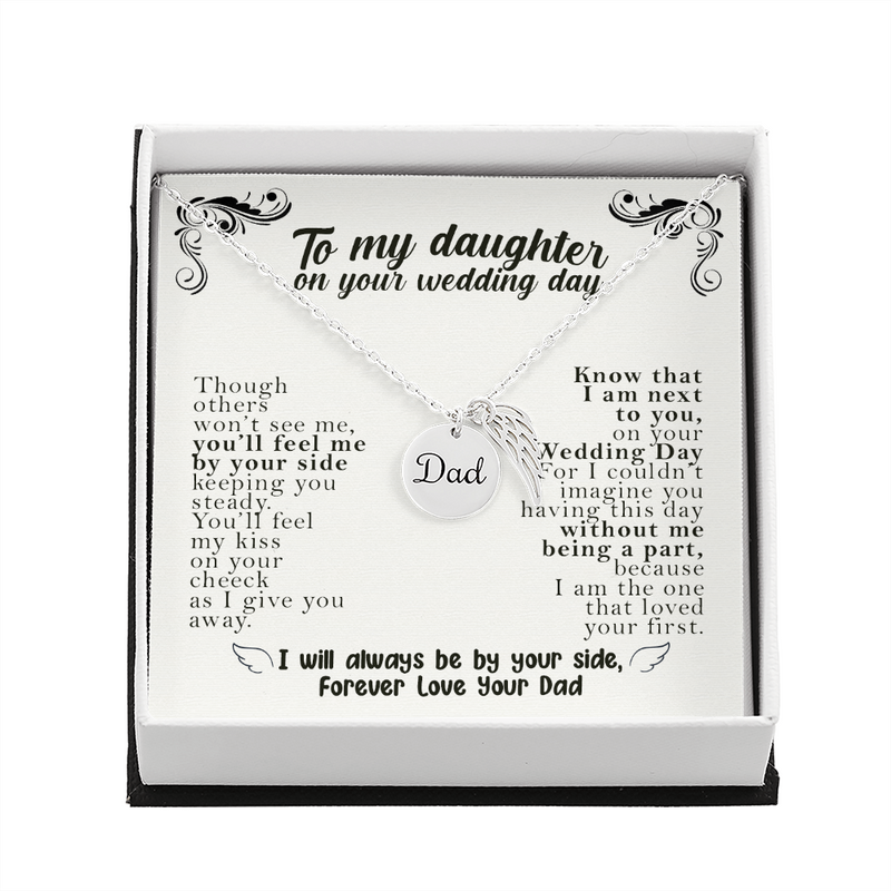 Dad remembrance wedding necklace, Gift for bride on wedding day, In memory of your dad wedding gift, Remembrance Dad of the bride