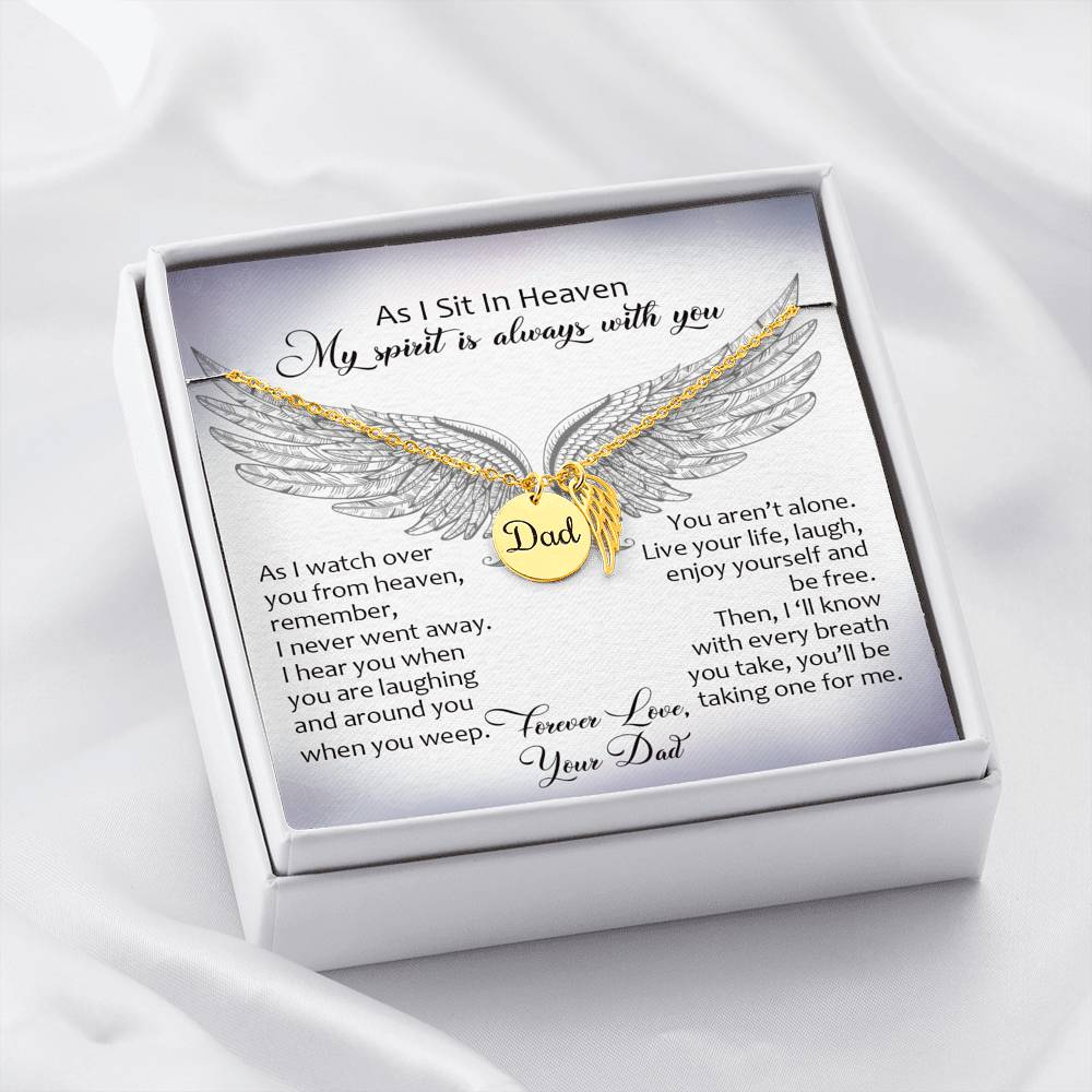 Angel Dad Remembrance Necklace, Loss of Dad Gift, Grief Gift, Sympathy Gift, Dad Memorial Gift