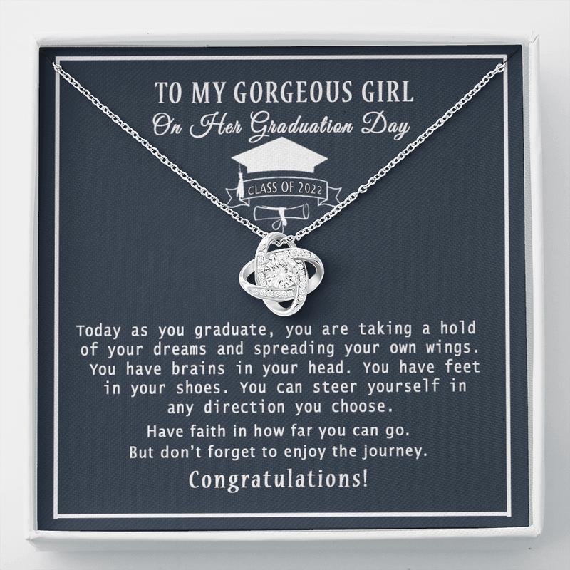To My Gorgeous Girl Love Knot Necklace, Gift for Graduation, Daughter/Niece Graduation Gift