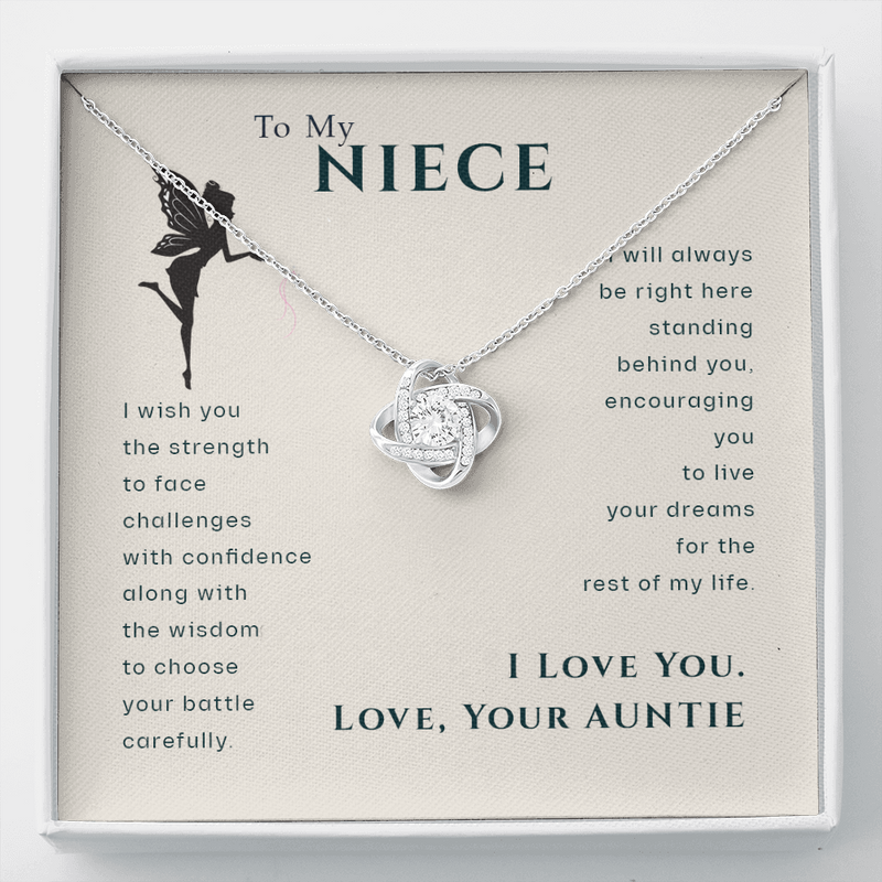To My Niece, Live Your Dreams Love Knot Necklace | Gift for Niece from Aunt | Niece Birthday, Graduation, Christmas Present