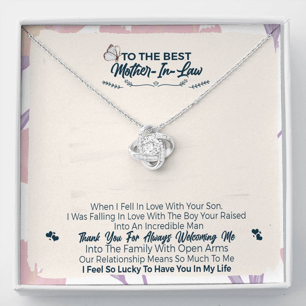 To The Best Mother-In-Law, Thank You For Welcoming Me Love Knot Necklace