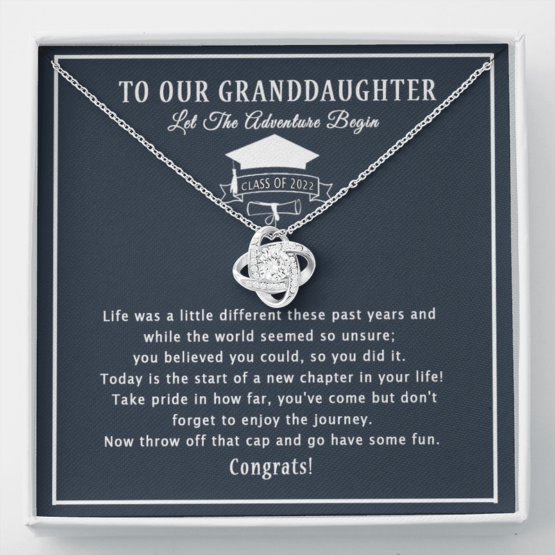 To Our Granddaughter Love Knot Necklace, Gift for Graduation, Grandparents Graduation Gift