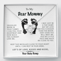 To My Dear Mommy Snuggled In Your Tummy Love Knot Necklace, Gift for New Mom, Mother's Day Gift