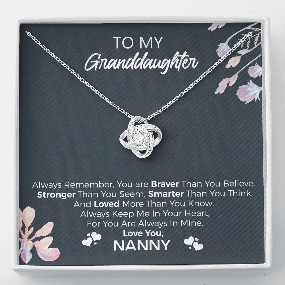 To My Granddaughter, "Always Remember" Love Knot from Nanny | Granddaughter Christmas, Birthday, Graduation Gift