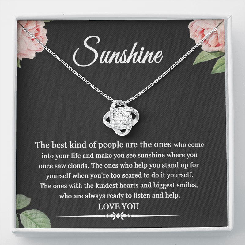 The Best Kind Of People Make You See Sunshine Love Knot Necklace | Unbiological Sister Necklace, Bonus Sister Gift | Gift for Bestie, Best Friend Gift